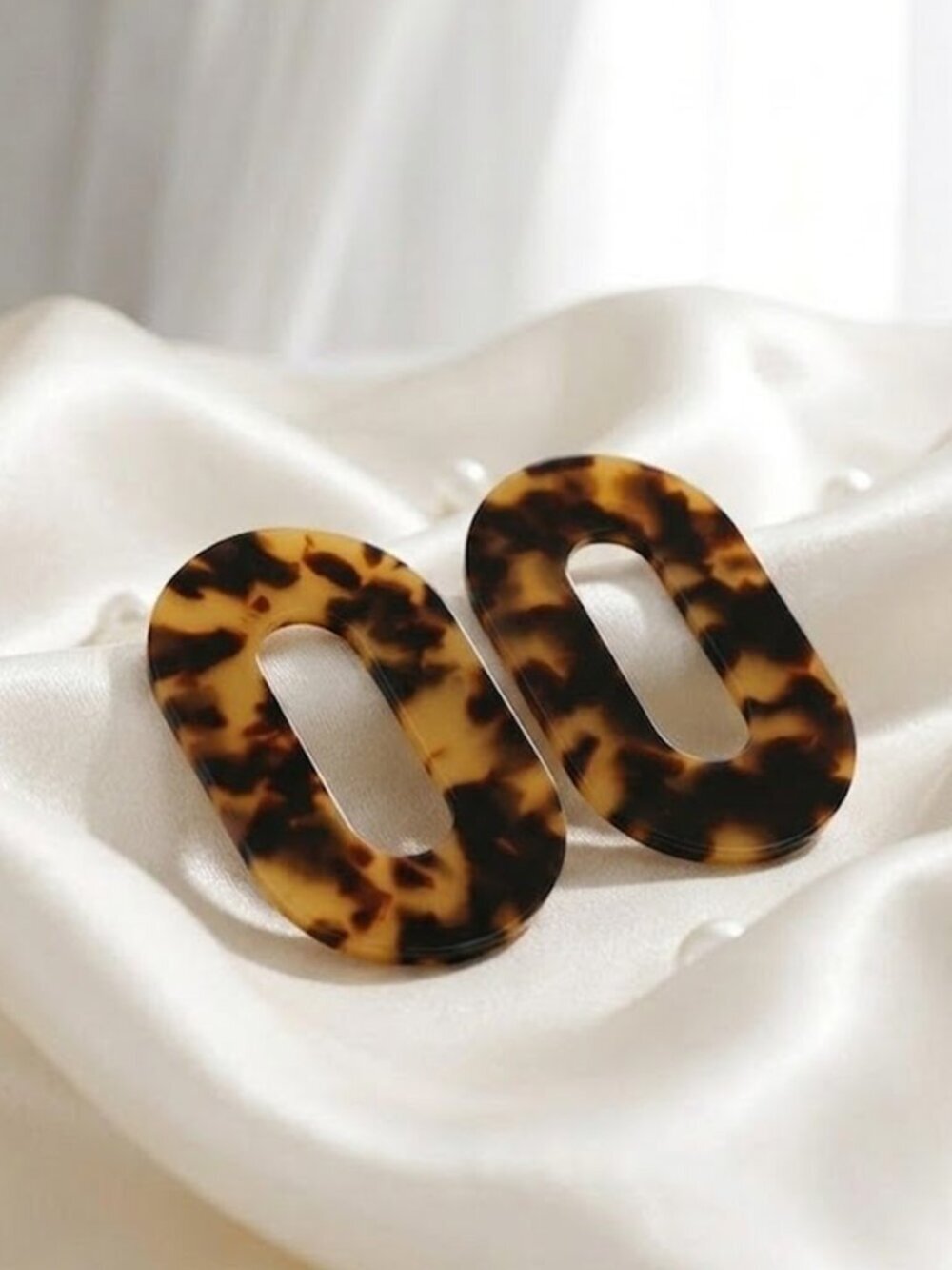 Ladies Leopard Print Oval Earrings